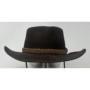Australian Outback Collection Fur Felt Hat Size S Brown Western Leather Braid